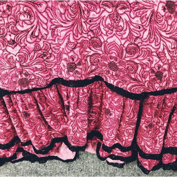 La Lingerie Nightie Women's M Pink Black Floral Lace Ruffle Soft Stretchy Modal - Picture 5 of 11
